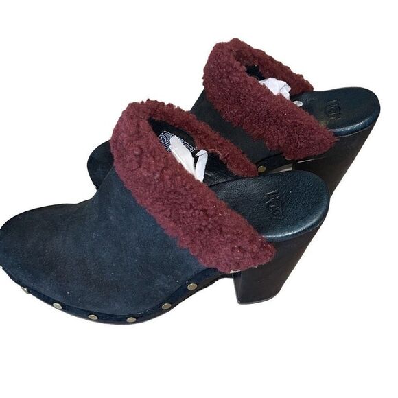 UGG Australia Adele Womens Suede Clog Heel Platform Style# 1006024 Black Size 8 - Picture 2 of 9